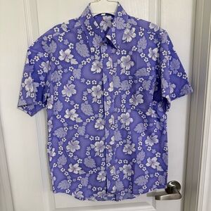 Kids Floral Button Down Shirt - Purple